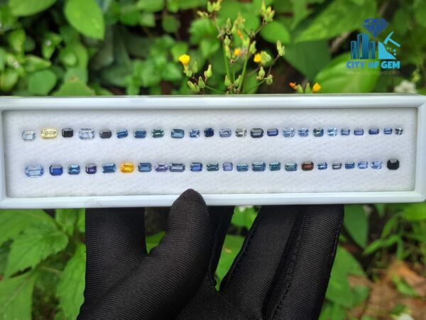 3_Faceted Octagon Shape Various shades of Blue Sapphire Collection - city of gem ratnapura