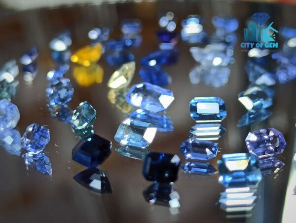 3_Faceted Octagon Shape Various shades of Blue Sapphire Collection - city of gem ratnapura