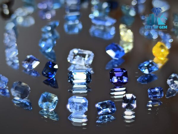 1_Faceted Octagon Shape Various shades of Blue Sapphire Collection - city of gem ratnapura