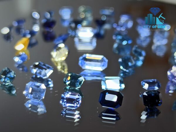 3_Faceted Octagon Shape Various shades of Blue Sapphire Collection - city of gem ratnapura