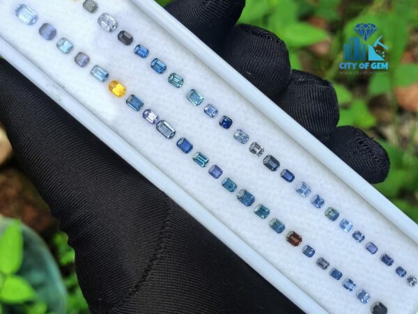 3_Faceted Octagon Shape Various shades of Blue Sapphire Collection - city of gem ratnapura