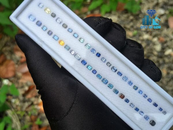 5_Faceted Octagon Shape Various shades of Blue Sapphire Collection - city of gem ratnapura