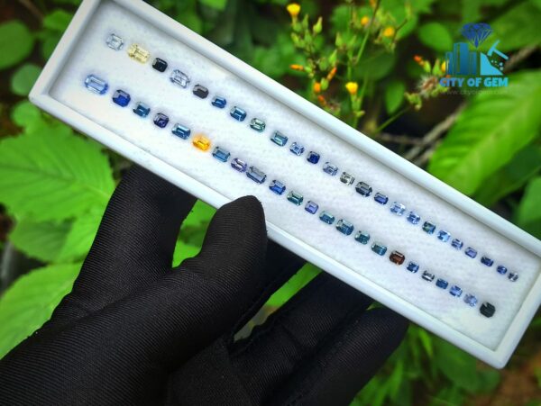 3_Faceted Octagon Shape Various shades of Blue Sapphire Collection - city of gem ratnapura