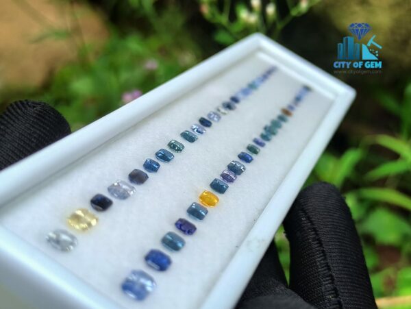 3_Faceted Octagon Shape Various shades of Blue Sapphire Collection - city of gem ratnapura