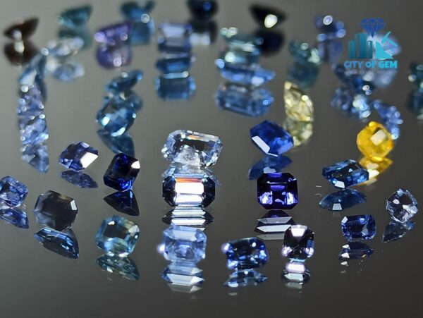 3_Faceted Octagon Shape Various shades of Blue Sapphire Collection - city of gem ratnapura