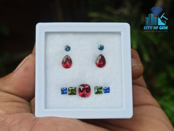 2_Natural Garnet, Zircon & Blue Sapphire Gemstones Jewelry Set city of gem ratnapur