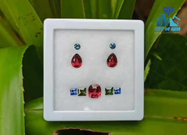 2_Natural Garnet, Zircon & Blue Sapphire Gemstones Jewelry Set city of gem ratnapur