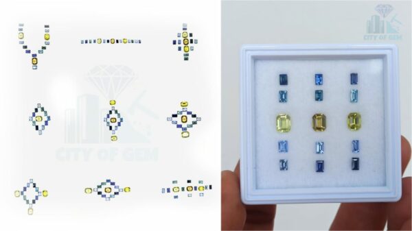 2_Faceted Blue Sapphire & Chrysoberyl Gemstones Set - city of gem ratnapura