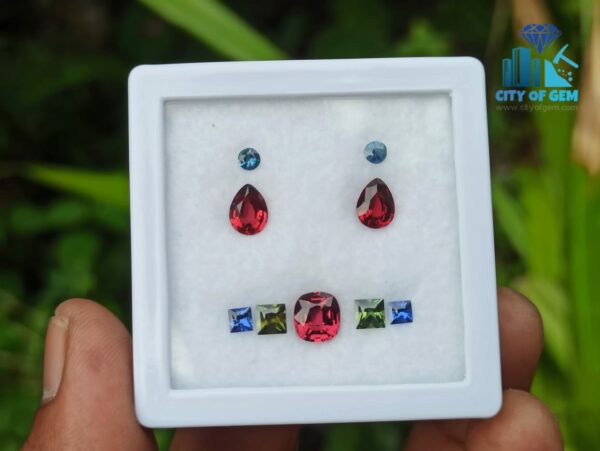 2_Natural Garnet, Zircon & Blue Sapphire Gemstones Jewelry Set city of gem ratnapur