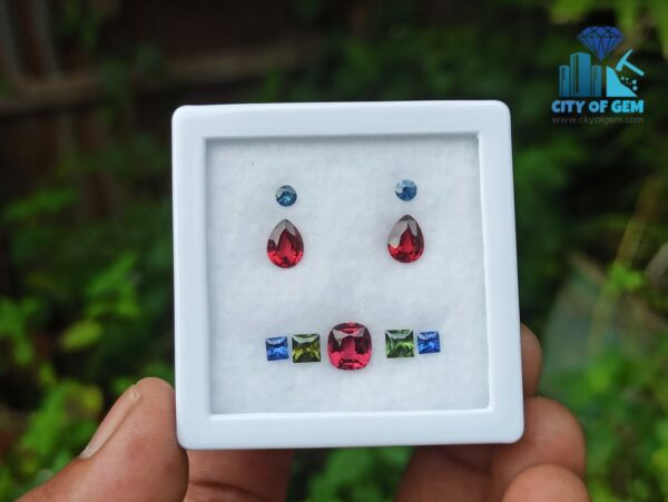 2_Natural Garnet, Zircon & Blue Sapphire Gemstones Jewelry Set city of gem ratnapur