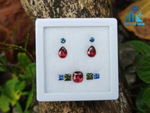 2_Natural Garnet, Zircon & Blue Sapphire Gemstones Jewelry Set city of gem ratnapur