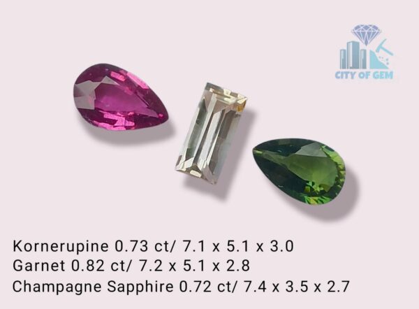 2_3 in one set - Natural Champagne Sapphire, Rhodolite Garnet & Kornerupine Gemstones