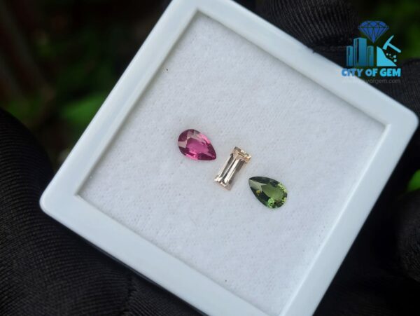 2_3 in one set - Natural Champagne Sapphire, Rhodolite Garnet & Kornerupine Gemstones