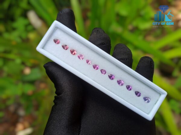 1_Natural Purple, Pink and Padparadscha Sapphire Faceted Pear shape collection - city of gem ratnapura