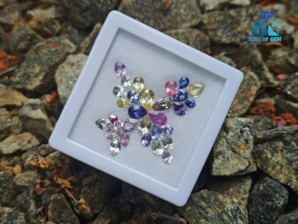 1_Ceylon Natural Sapphire Faceted Pear Shape Unheated Gem Collection