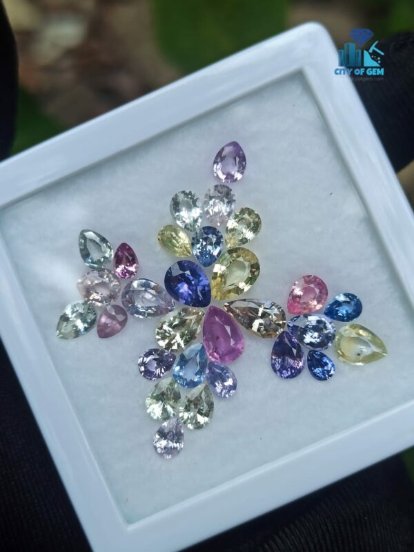 1_Ceylon Natural Sapphire Faceted Pear Shape Unheated Gem Collection