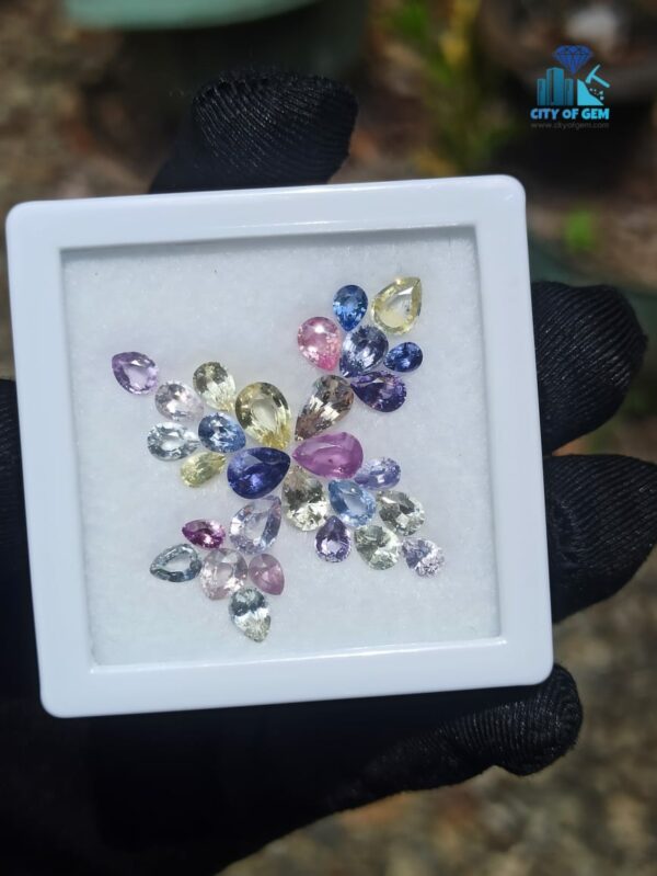 1_Ceylon Natural Sapphire Faceted Pear Shape Unheated Gem Collection