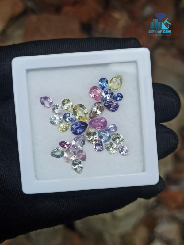 1_Ceylon Natural Sapphire Faceted Pear Shape Unheated Gem Collection