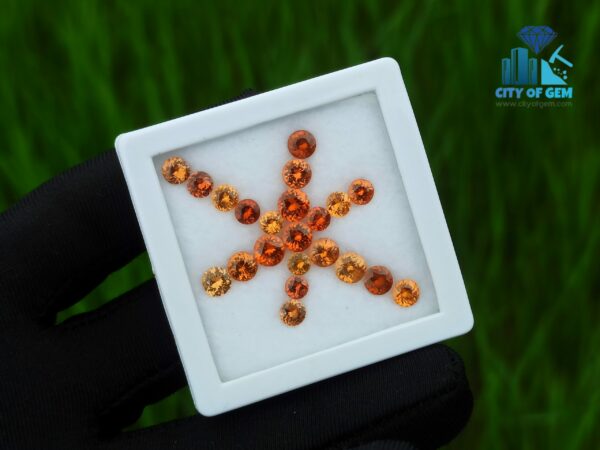 Natural Orange Garnet & Zircon Faceted Round Shape Collection