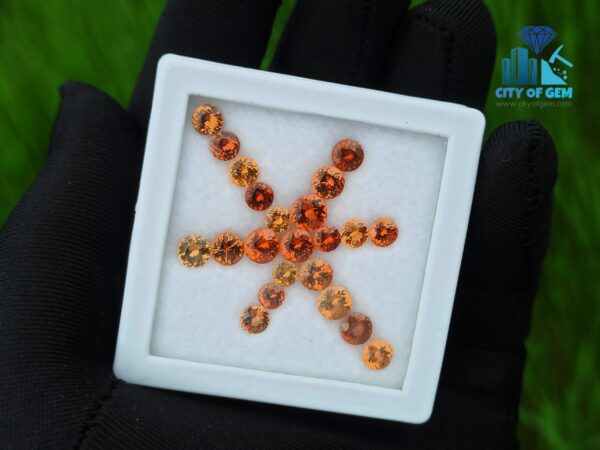 Natural Orange Garnet & Zircon Faceted Round Shape Collection