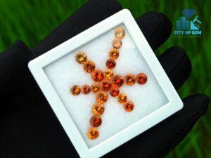 Natural Orange Garnet & Zircon Faceted Round Shape Collection