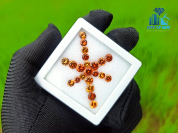 Natural Orange Garnet & Zircon Faceted Round Shape Collection