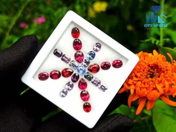Ceylon Natural Blue Sapphire, Spinel And Garnet Faceted Stone Collection