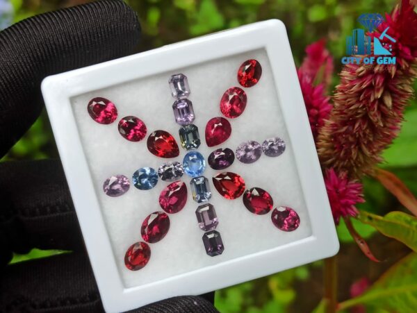 Ceylon Natural Blue Sapphire, Spinel And Garnet Faceted Stone Collection
