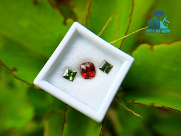 Natural Orange Tourmaline With Zircon Gemstones Jewelry Set