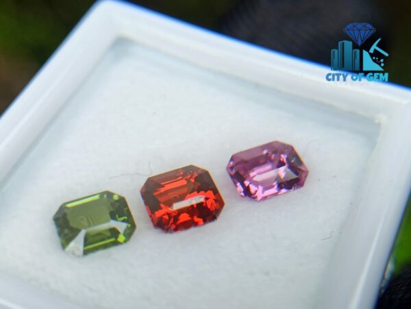 Natural Orange Garnet, Zircon & Spinel Faceted Gemstones Jewelry Set