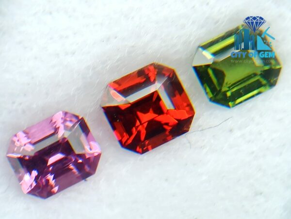 Natural Orange Garnet, Zircon & Spinel Faceted Gemstones Jewelry Set