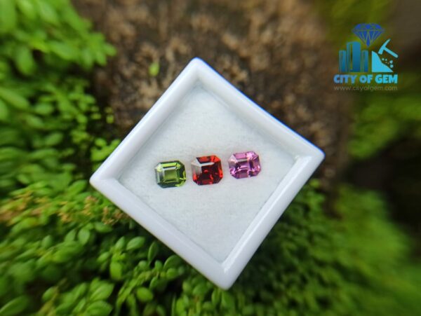 Natural Orange Garnet, Zircon & Spinel Faceted Gemstones Jewelry Set