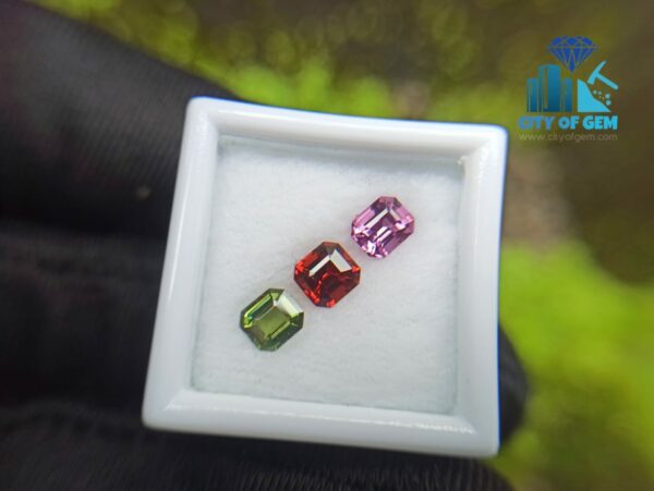 Natural Orange Garnet, Zircon & Spinel Faceted Gemstones Jewelry Set