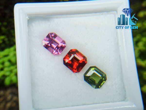 Natural Orange Garnet, Zircon & Spinel Faceted Gemstones Jewelry Set