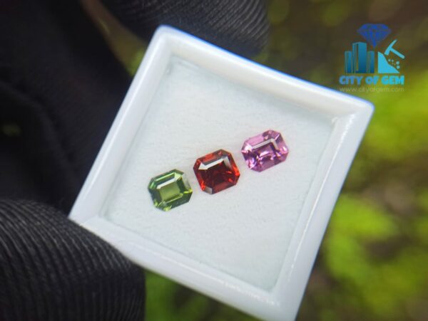 Natural Orange Garnet, Zircon & Spinel Faceted Gemstones Jewelry Set