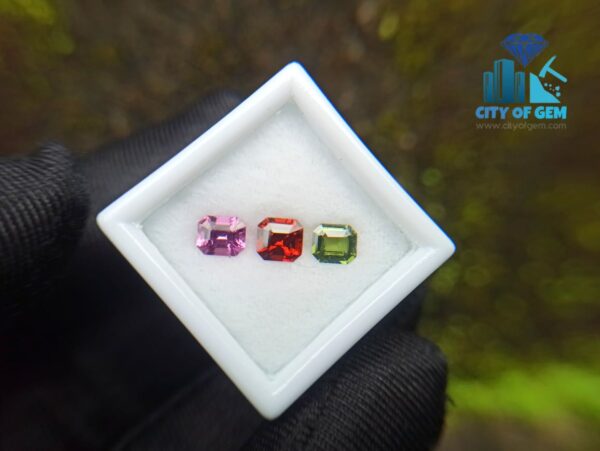 Natural Orange Garnet, Zircon & Spinel Faceted Gemstones Jewelry Set