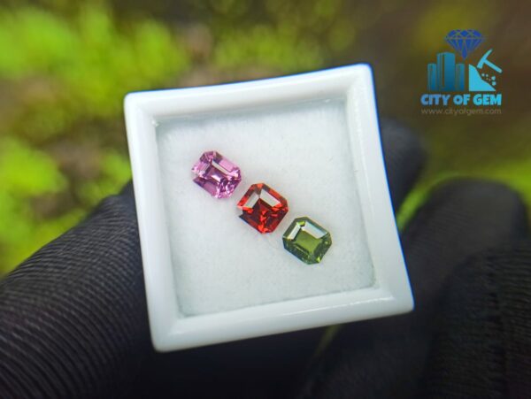 Natural Orange Garnet, Zircon & Spinel Faceted Gemstones Jewelry Set