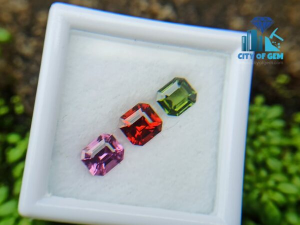 Natural Orange Garnet, Zircon & Spinel Faceted Gemstones Jewelry Set