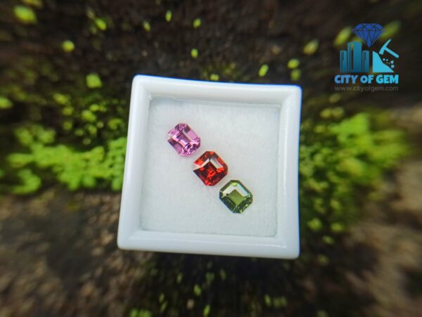 Natural Orange Garnet, Zircon & Spinel Faceted Gemstones Jewelry Set