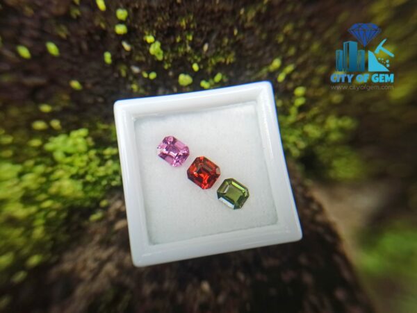 Natural Orange Garnet, Zircon & Spinel Faceted Gemstones Jewelry Set