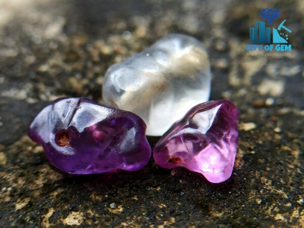 Ancient Natural Pink Sapphire, Purple Sapphire & White Sapphire Mukkaru Beads From Sri Lanka With Very Special Carving – History Of Gem Industry