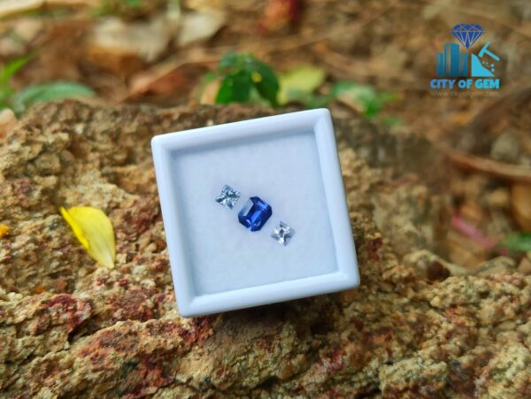 Ceylon Blue Sapphire & White Sapphires Gemstones For Jewelry Design