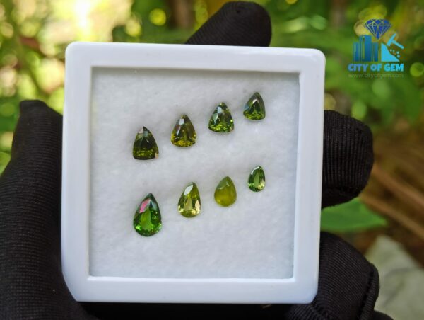 Natural Green Zircon Trilliant & Pear Shape Collection For Jewelry Design