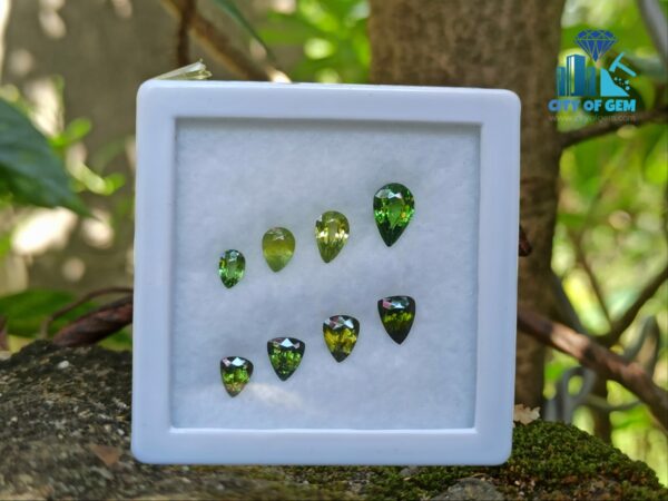 Natural Green Zircon Trilliant & Pear Shape Collection For Jewelry Design