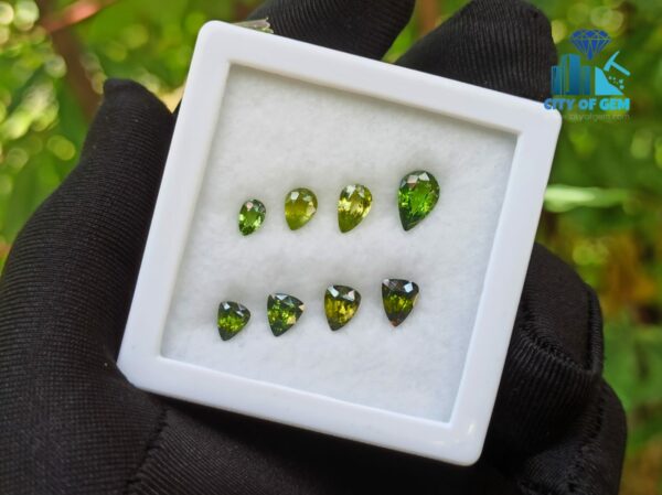 Natural Green Zircon Trilliant & Pear Shape Collection For Jewelry Design
