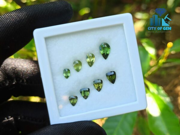 Natural Green Zircon Trilliant & Pear Shape Collection For Jewelry Design