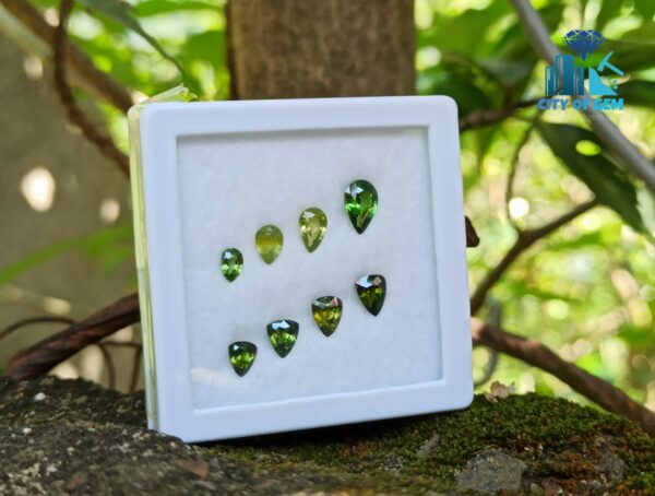 Natural Green Zircon Trilliant & Pear Shape Collection For Jewelry Design