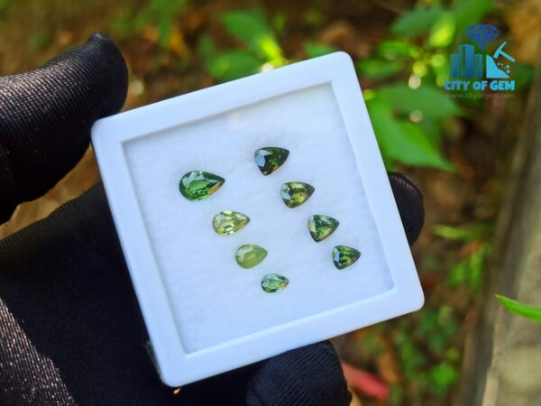 Natural Green Zircon Trilliant & Pear Shape Collection For Jewelry Design
