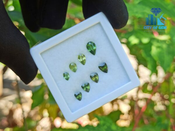 Natural Green Zircon Trilliant & Pear Shape Collection For Jewelry Design