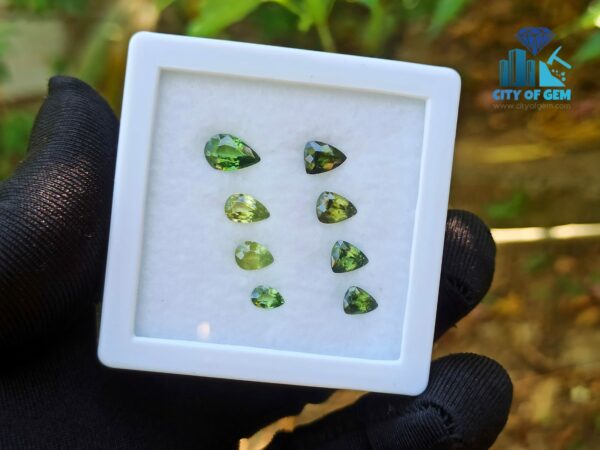 Natural Green Zircon Trilliant & Pear Shape Collection For Jewelry Design